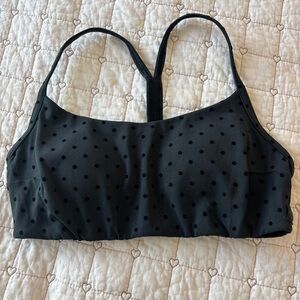 Lululemon Flow Y Bra Light Support, C/D Cup Evolve Flocked Polka Dot Black